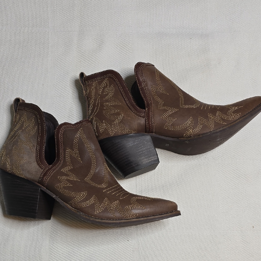 Myra Brown Western Ankle Boots